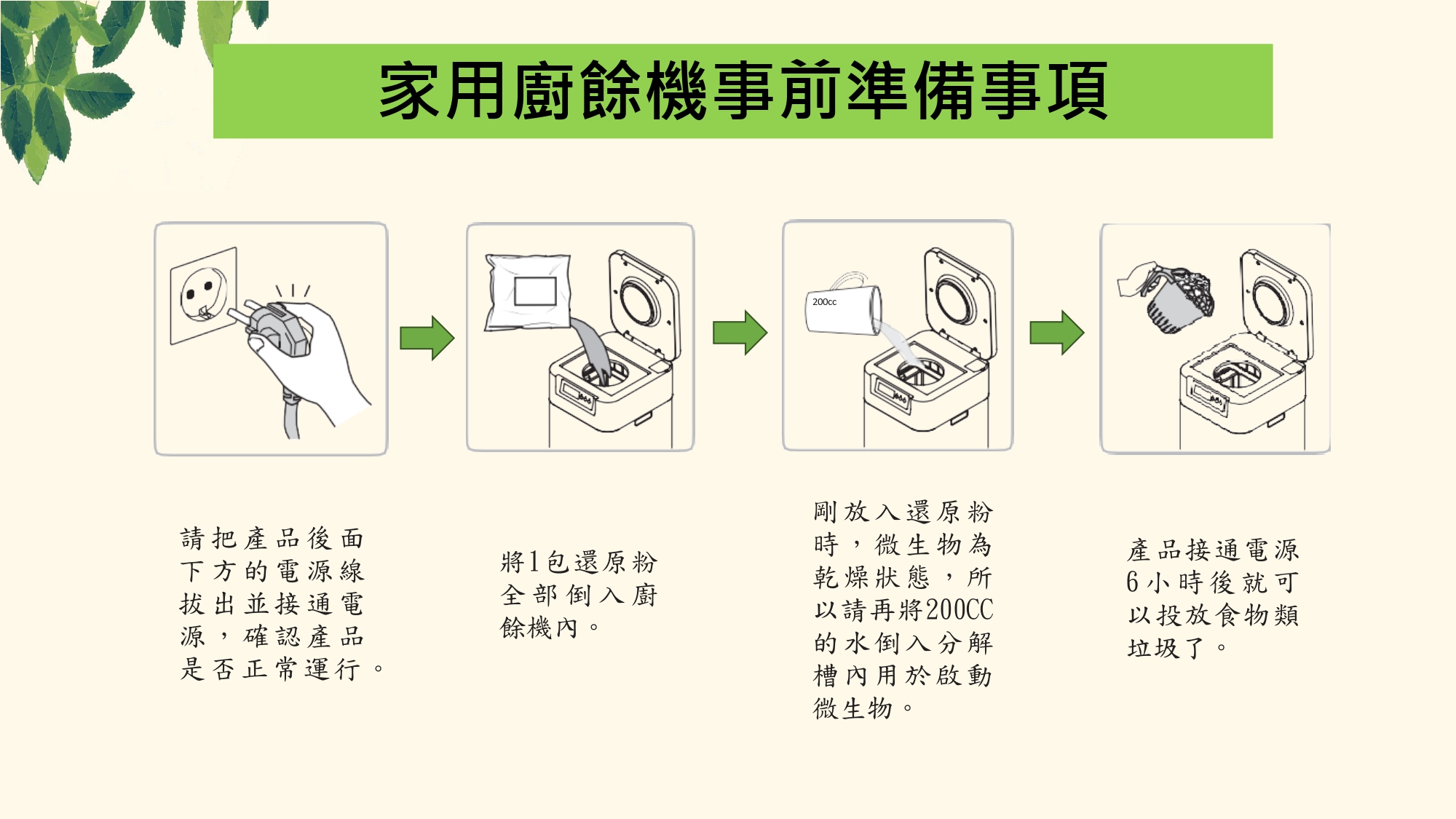家用廚餘機事前準備事項
